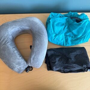 Travel Accessories Set - Neck Pillow, Blanket and Bag Cover